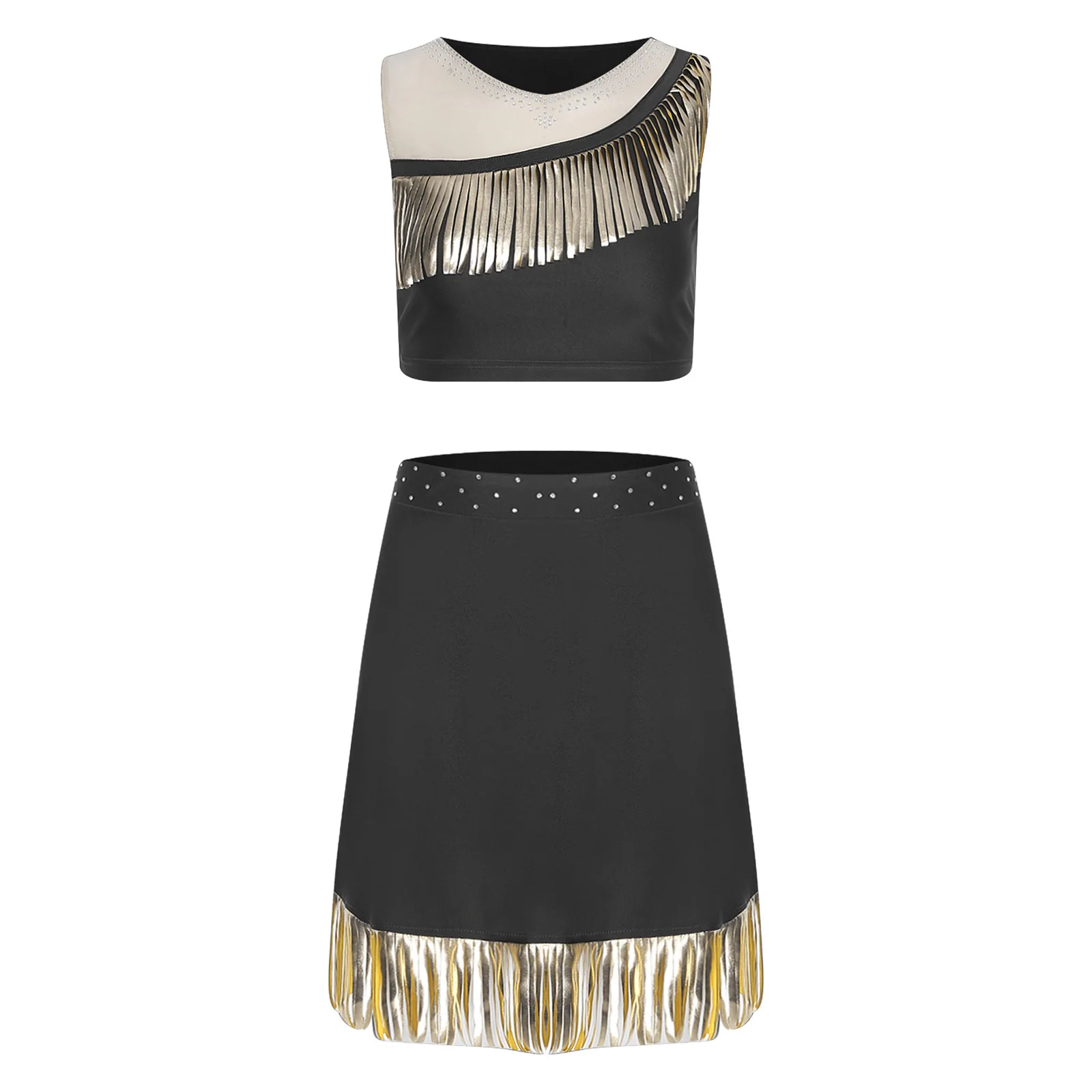 Women Two Pieces Vintage Crop Tops with Skirts Metallic Tassel Tank Top And Miniskirt Set for Cosplay Party Cowgirl Hippies Wear
Women Two Pieces Vintage Crop Tops with Skirts Metallic Tassel Tank Top And Miniskirt Set for Cosplay Party Cowgirl Hippies Wear