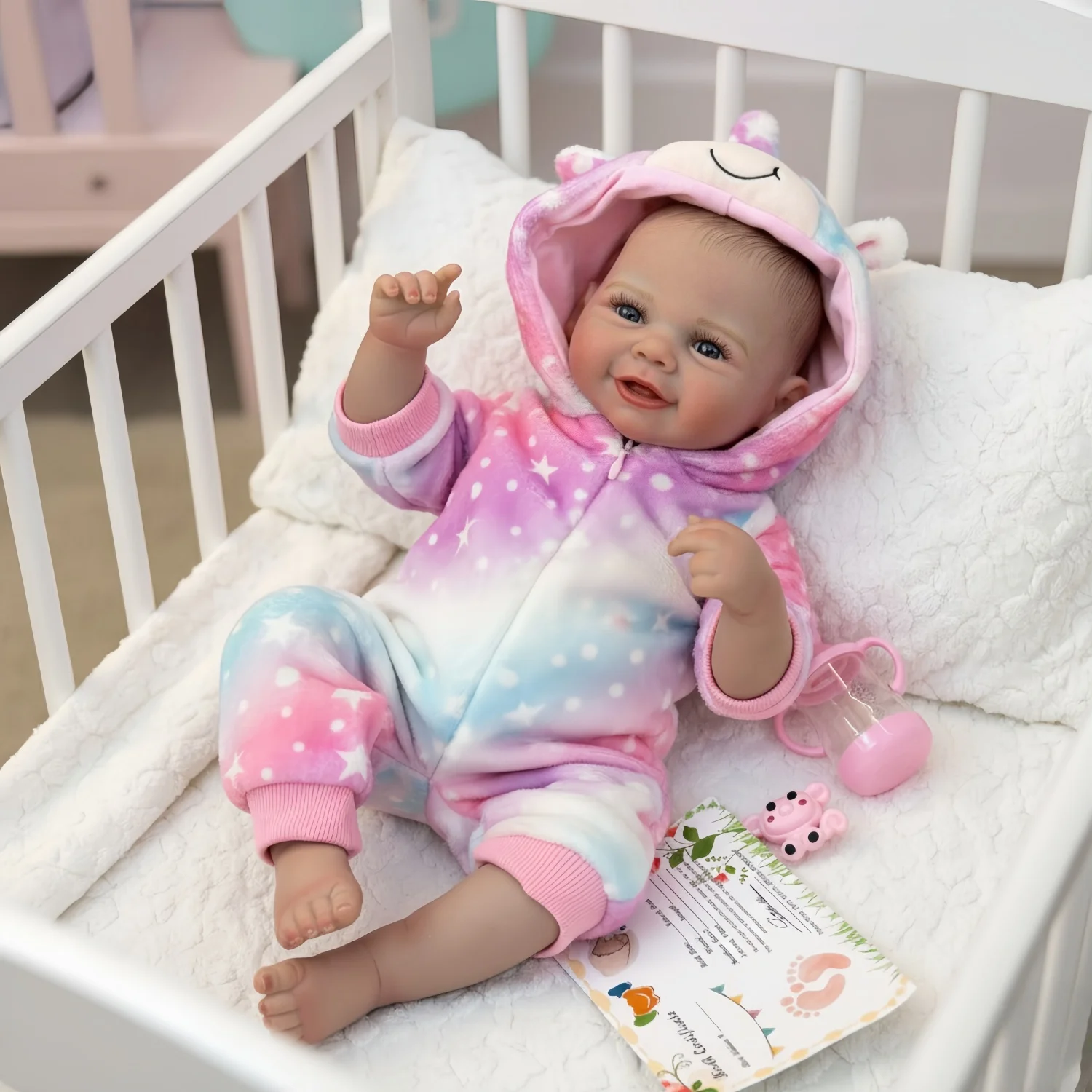 18-дюймовая реалистичная кукла реборн для девочек Vivienne Bebe ручной работы с раскрашенными волосами, кукла для новорожденных для детей, подарки на день рождения
18-дюймовая реалистичная кукла реборн для девочек Vivienne Bebe ручной работы с раскрашенными волосами, кукла для новорожденных для детей, подарки на день рождения