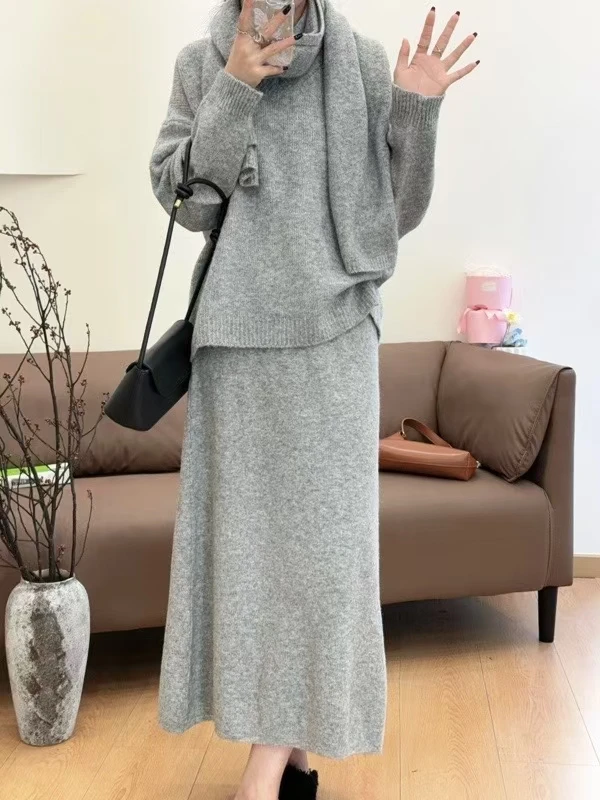 2024 New Large Size Lazy Style Knitted Sweater Suit Women's Autumn and Winter Top Slightly High Waist Long Skirt Two-piece Set
2024 New Large Size Lazy Style Knitted Sweater Suit Women's Autumn and Winter Top Slightly High Waist Long Skirt Two-piece Set