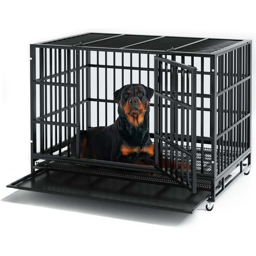 48 inch Heavy Duty Dog Crate, Indestructible Dog Cage Kennel for High Anxiety Dog, Escape Proof, Extra Large Crate
48 inch Heavy Duty Dog Crate, Indestructible Dog Cage Kennel for High Anxiety Dog, Escape Proof, Extra Large Crate