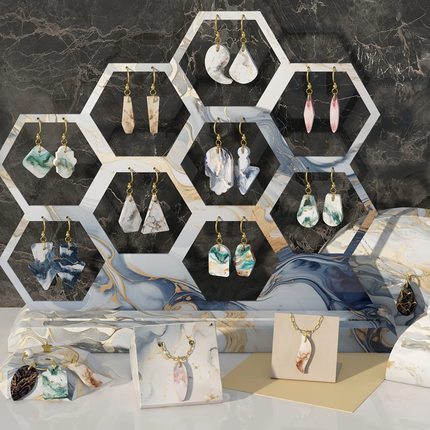 2-pack Earring Storage Silicone Mold Hollow Hexagonal Earring And Pendant Display Hanging Stand With Bottom Base Silicone Mold
2-pack Earring Storage Silicone Mold Hollow Hexagonal Earring And Pendant Display Hanging Stand With Bottom Base Silicone Mold