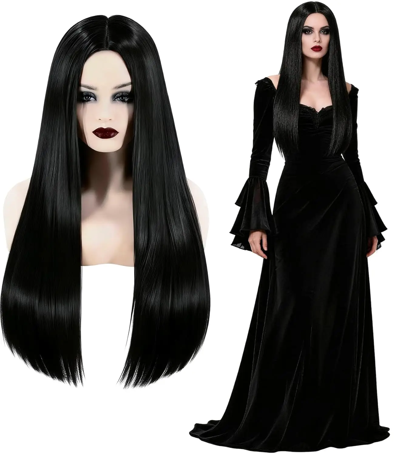 Synthetic wigs Long Black Wig for Morticia Addams Costume, Cher Costume Halloween Wig for 70s Party Witch Costume Wig for Women
Synthetic wigs Long Black Wig for Morticia Addams Costume, Cher Costume Halloween Wig for 70s Party Witch Costume Wig for Women
