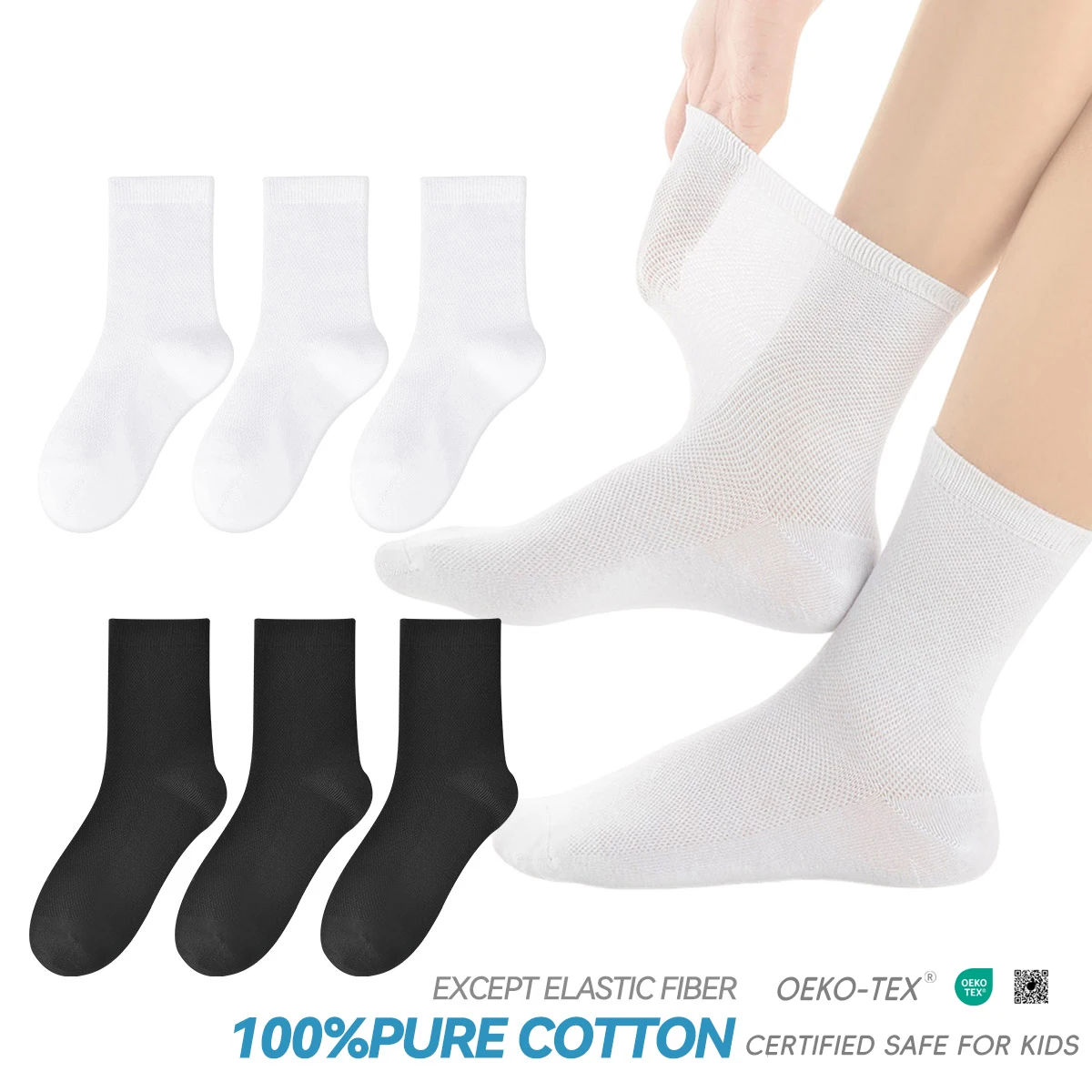 Children's pure cotton seamless socks,mesh thin mid-calf style for summer, suitable for students to wear to school, for sports
Children's pure cotton seamless socks,mesh thin mid-calf style for summer, suitable for students to wear to school, for sports