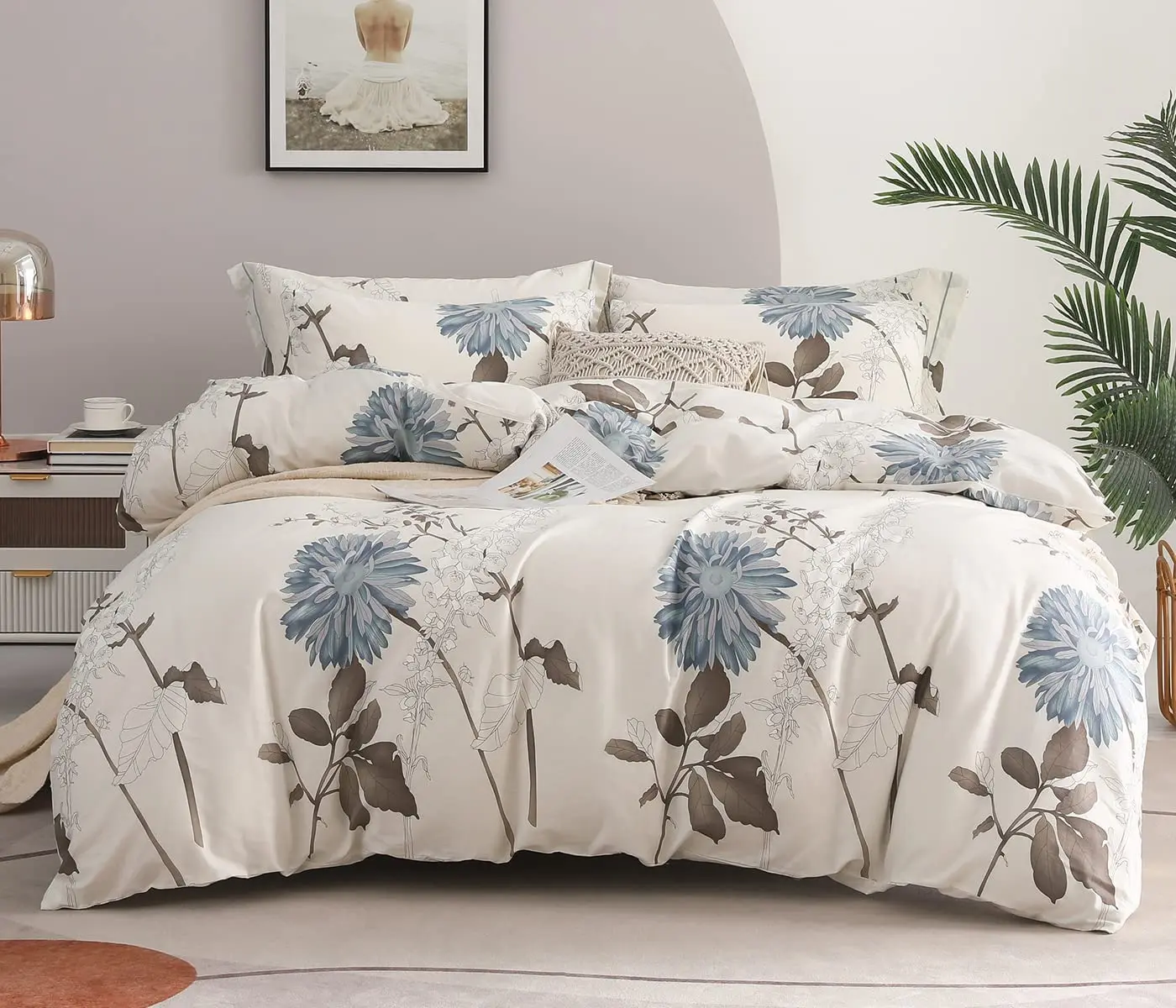 SLEEPBELLA Comforter 600 Thread Count Cotton Brown Branches and Blue Flowers Off-White Comforter Down Alternative Bedding Sets
SLEEPBELLA Comforter 600 Thread Count Cotton Brown Branches and Blue Flowers Off-White Comforter Down Alternative Bedding Sets