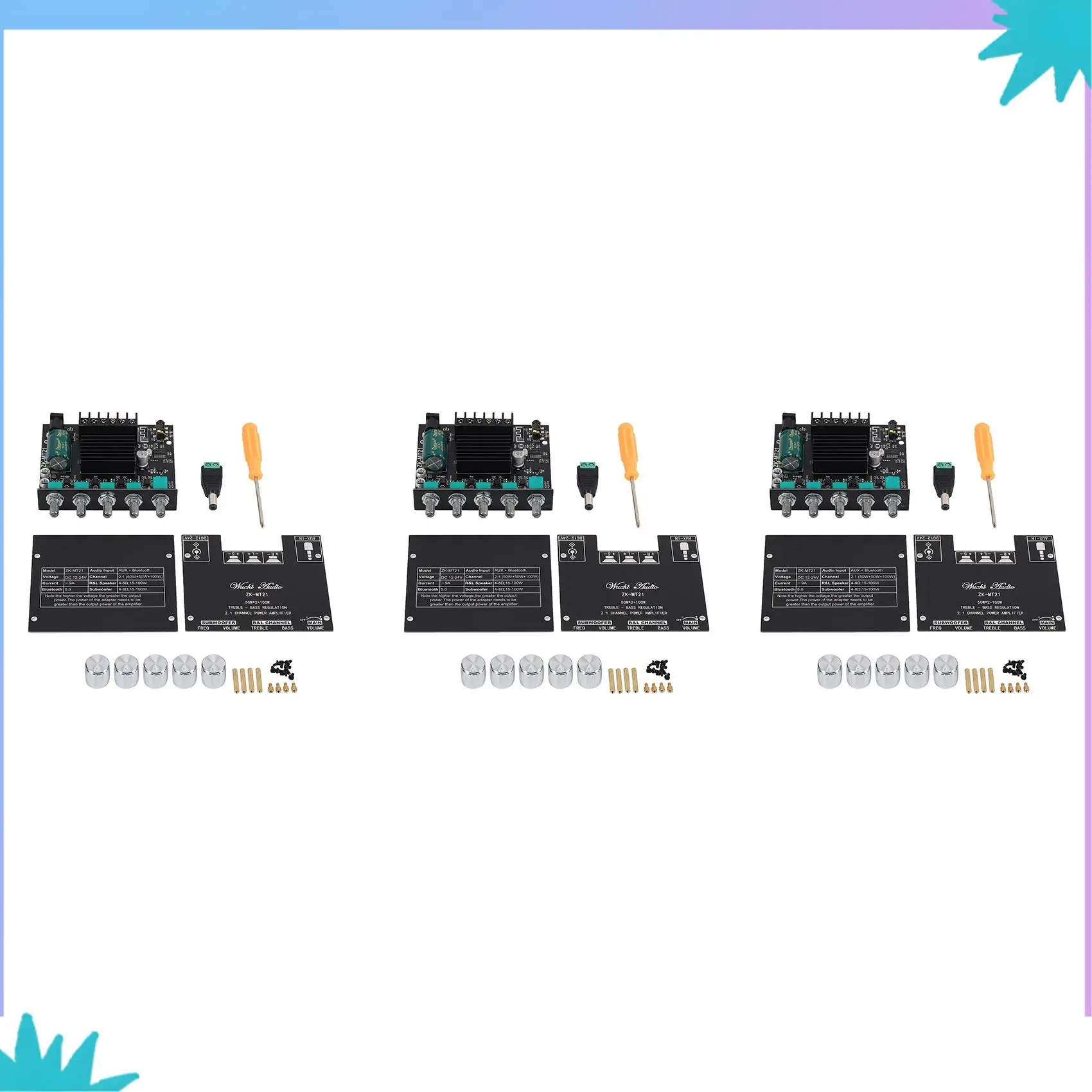 ABZW 3X ZK-MT21 2.1 Channel Bluetooth 5.0 Subwoofer Amplifier Board 50WX2+100W Power Audio Stereo Amplifier Board
ABZW 3X ZK-MT21 2.1 Channel Bluetooth 5.0 Subwoofer Amplifier Board 50WX2+100W Power Audio Stereo Amplifier Board