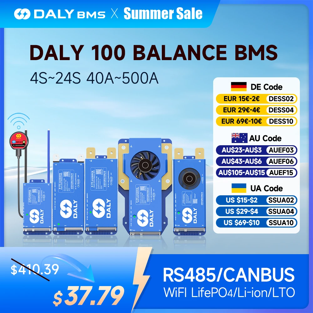 DALY 100 BMS Встроенный активный баланс 4s-8s 8s-24s BT 80A 100A 150A 200A 300A 500A Smart BMS для литий-ионного аккумулятора Lifepo4 LTO
DALY 100 BMS Встроенный активный баланс 4s-8s 8s-24s BT 80A 100A 150A 200A 300A 500A Smart BMS для литий-ионного аккумулятора Lifepo4 LTO
