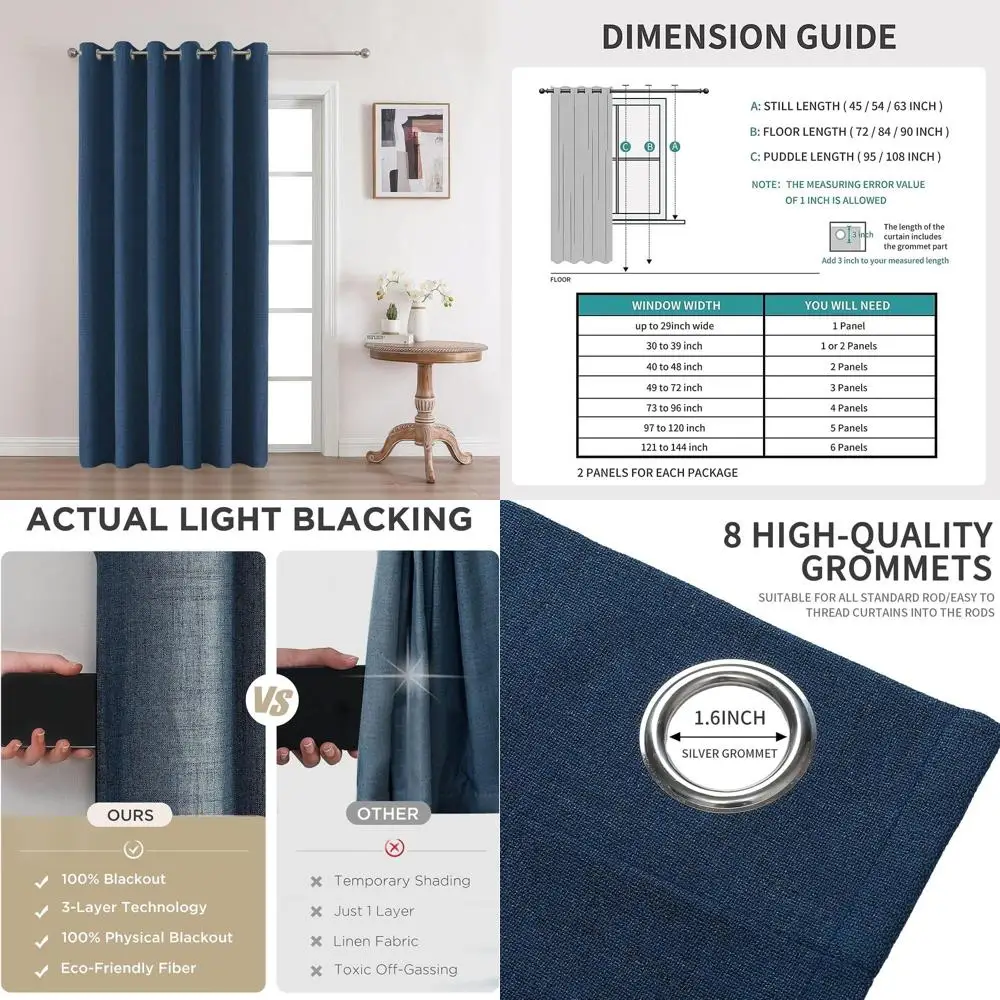 Удлиненная джинсовая синяя термоизолирующая светонепроницаемая штора, 100x108 дюймов
Удлиненная джинсовая синяя термоизолирующая светонепроницаемая штора, 100x108 дюймов