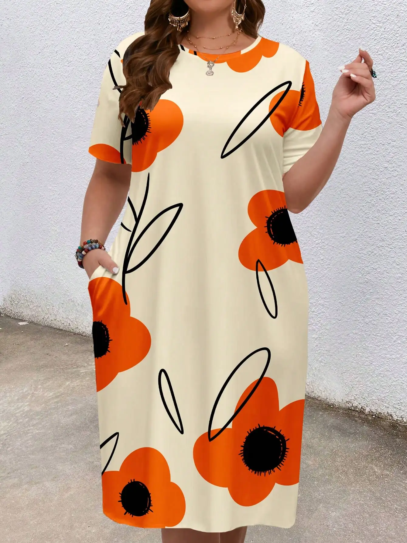 Plus Size Floral Print Summer Dress Boho Casual A-Line Midi Dress
Plus Size Floral Print Summer Dress Boho Casual A-Line Midi Dress