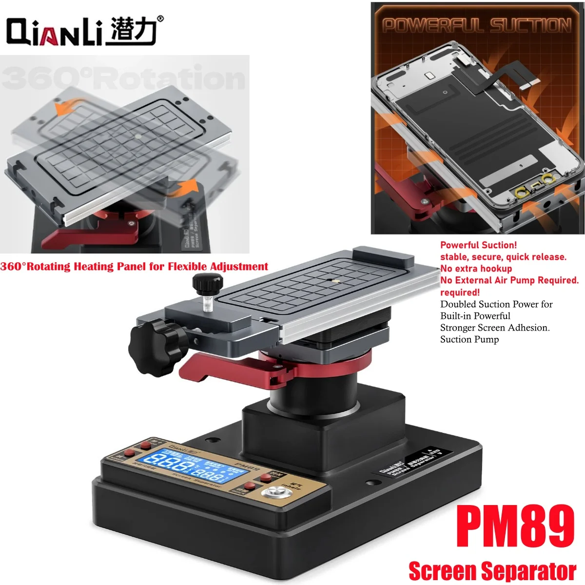 QianLi PM89 Intelligent LCD Screen Separator for Mobile Phone Curved/Flat/Foldable Screens Bracket Preheating Disassembly Repair
QianLi PM89 Intelligent LCD Screen Separator for Mobile Phone Curved/Flat/Foldable Screens Bracket Preheating Disassembly Repair