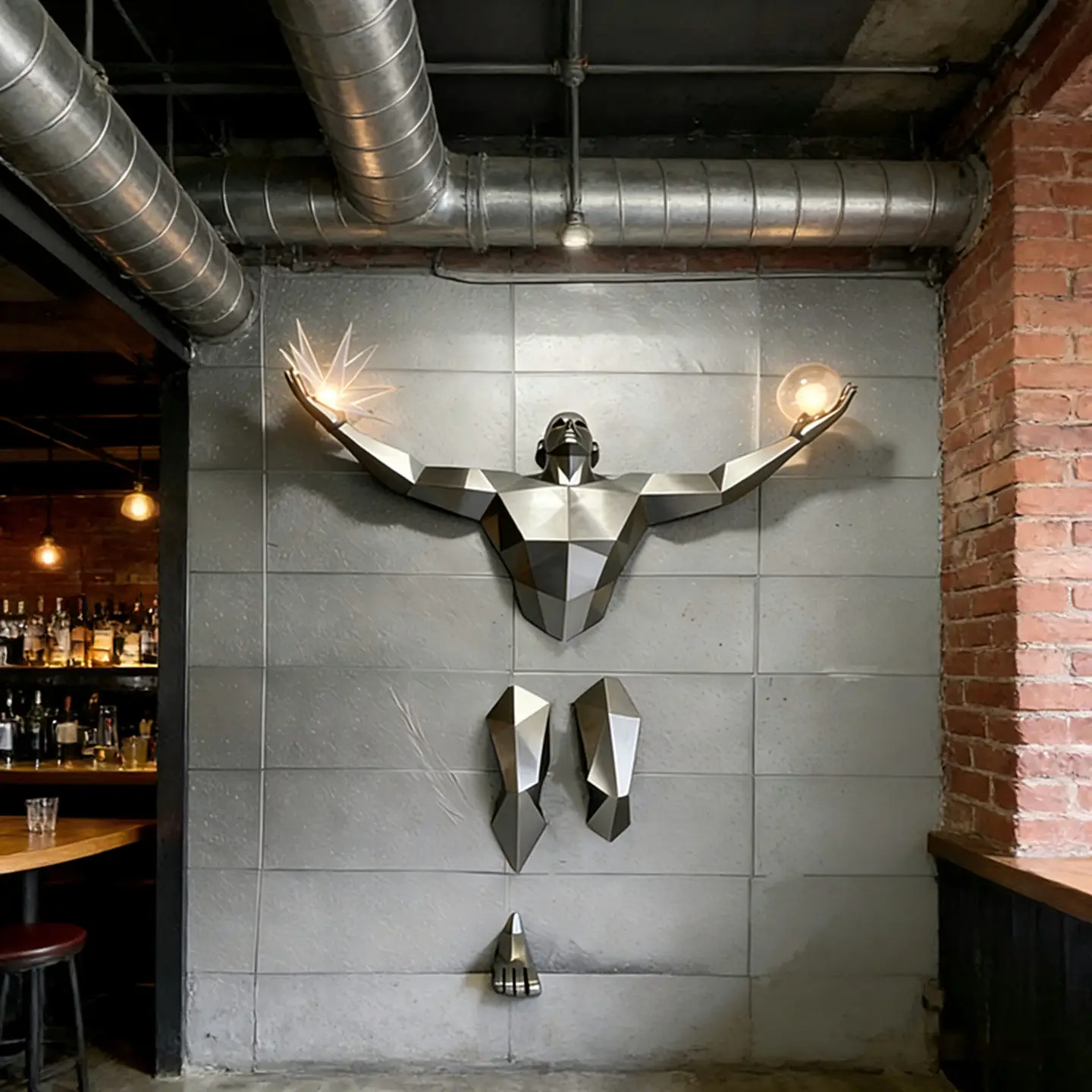 Modern simple human-shaped wall decoration with lamp three-dimensional shape wall decoration entrance decorative artwork
Modern simple human-shaped wall decoration with lamp three-dimensional shape wall decoration entrance decorative artwork