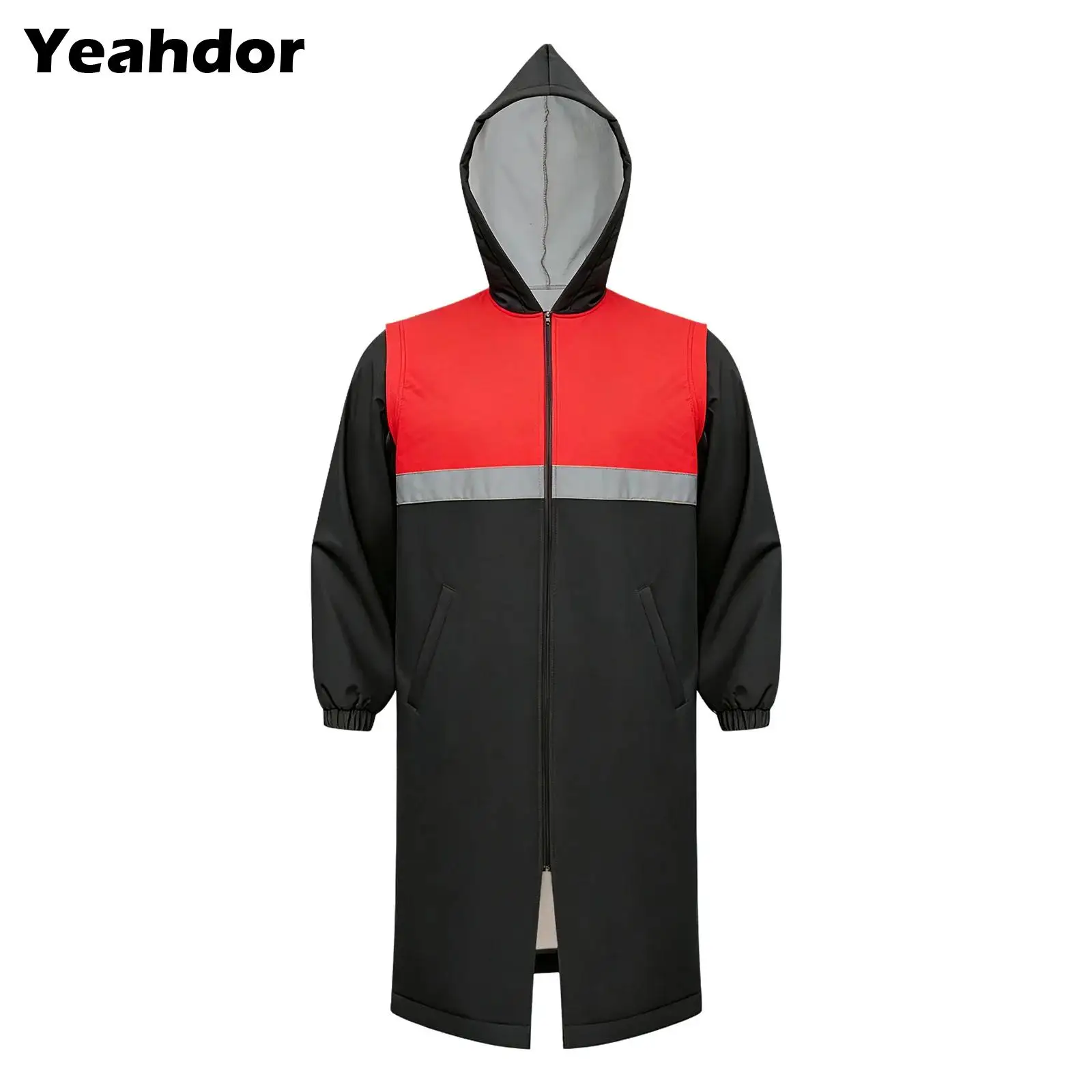 Mens Womens Zipper Swim Parka Hoodied with Detachable Long Sleeve Reflective Strip Hooded Jacket Fleece Lining Swim Cover-up
Mens Womens Zipper Swim Parka Hoodied with Detachable Long Sleeve Reflective Strip Hooded Jacket Fleece Lining Swim Cover-up