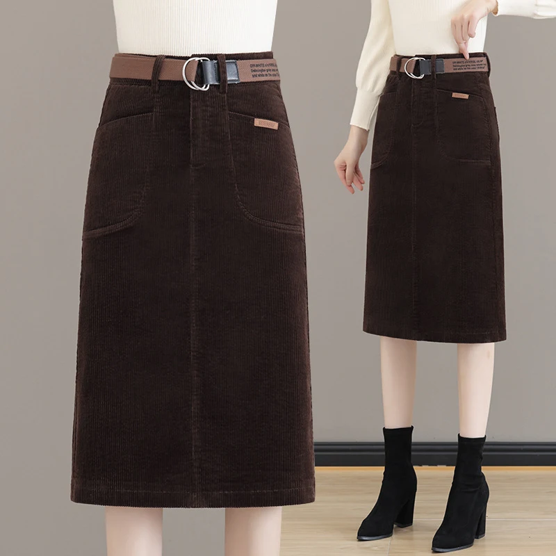 Women's slit corduroy skirt2023New autumn and winter coffee-colored pencil skirt for petite women, mid-length bodycon skirt
Women's slit corduroy skirt2023New autumn and winter coffee-colored pencil skirt for petite women, mid-length bodycon skirt