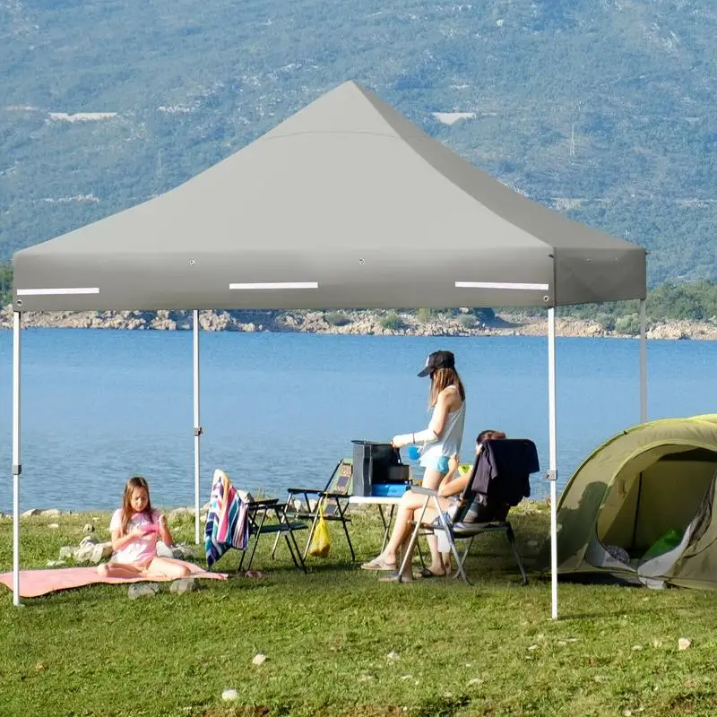 10 x 10 Feet Pop up Gazebo with 4 Height and Adjust Folding Awning-Gray
10 x 10 Feet Pop up Gazebo with 4 Height and Adjust Folding Awning-Gray