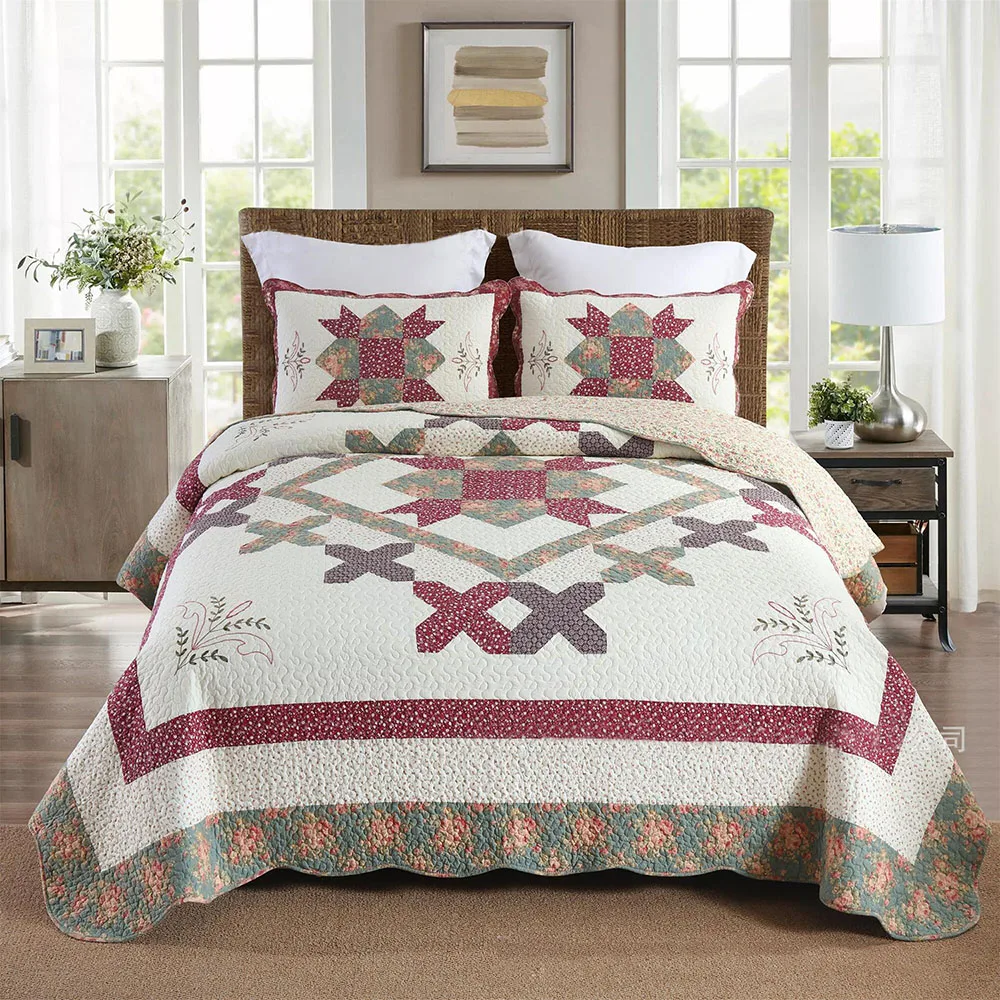 CHAUSUB Handmade Patchwork Quilt Set Queen Size, 3PCS 100% Cotton Bedspread & Coverlet,Summer Lightweight Comforter Home Decor
CHAUSUB Handmade Patchwork Quilt Set Queen Size, 3PCS 100% Cotton Bedspread & Coverlet,Summer Lightweight Comforter Home Decor