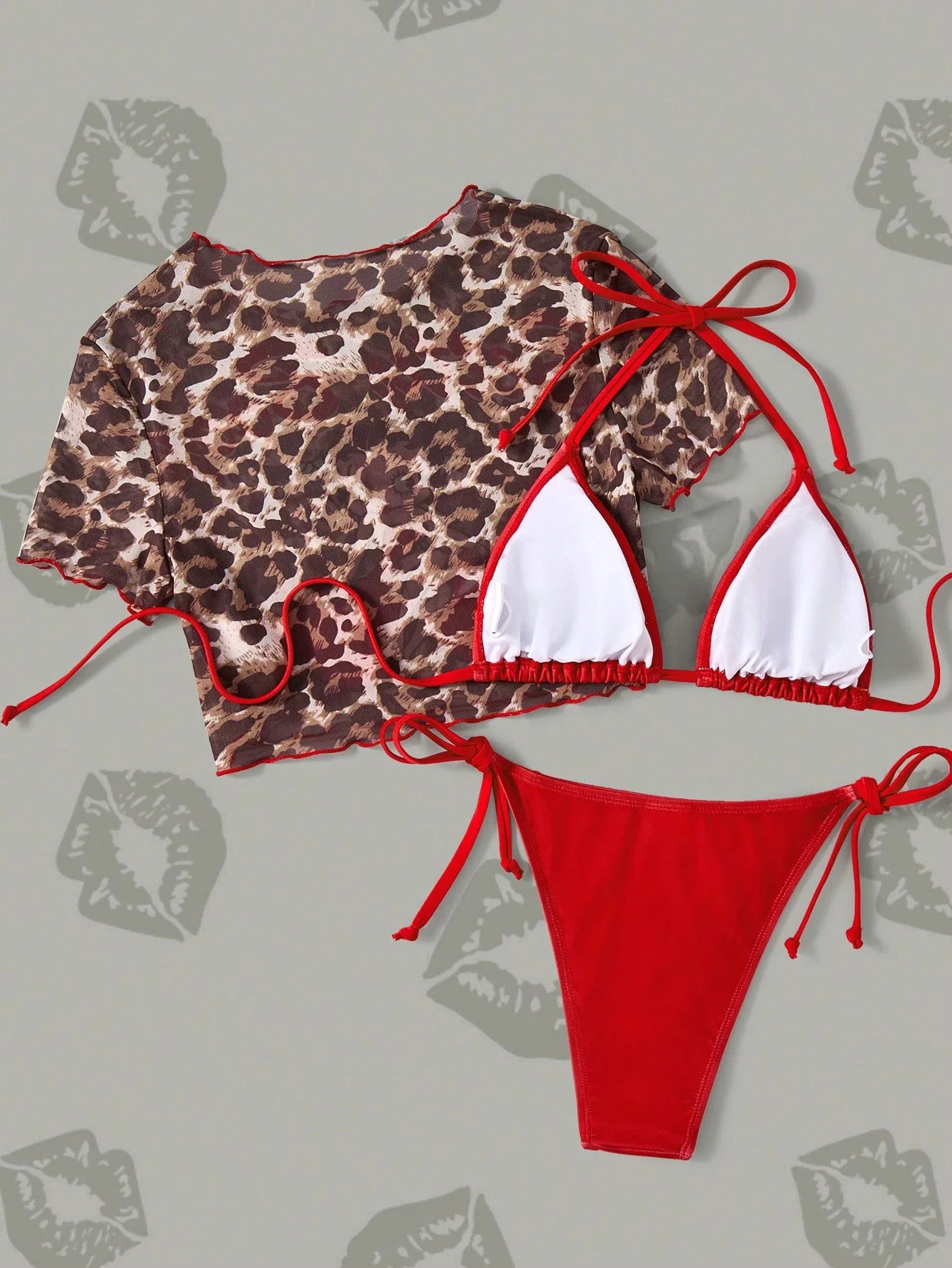 Комплект бикини с леопардовым принтом и мультяшным рисунком, с прозрачным топом-накидкой
Комплект бикини с леопардовым принтом и мультяшным рисунком, с прозрачным топом-накидкой