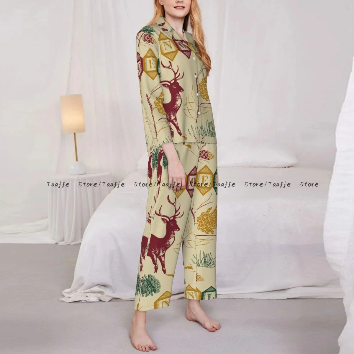 Spring and Autumn Pajama Set Women's Long Sleeve Pants Two Piece Christmas Deer Vintage Home Furnishing Set
Spring and Autumn Pajama Set Women's Long Sleeve Pants Two Piece Christmas Deer Vintage Home Furnishing Set