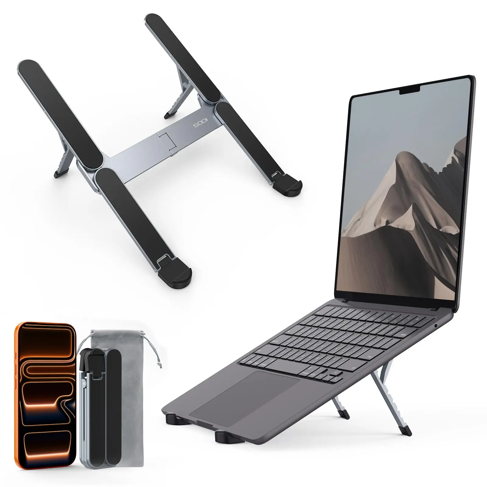 2-in-1 Foldable Laptop Stand & USB C Hub Portable Cooling Riser Metal Holder for 10-17 Inch Adjustable Notebook Tablets Holder
2-in-1 Foldable Laptop Stand & USB C Hub Portable Cooling Riser Metal Holder for 10-17 Inch Adjustable Notebook Tablets Holder