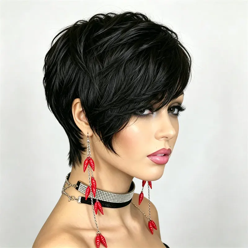 Short Pixie Cut Wig Black Color Full Machine Made With Bangs Soft Smooth For Women Daily Use Breathable Perfect Music Festival
Short Pixie Cut Wig Black Color Full Machine Made With Bangs Soft Smooth For Women Daily Use Breathable Perfect Music Festival