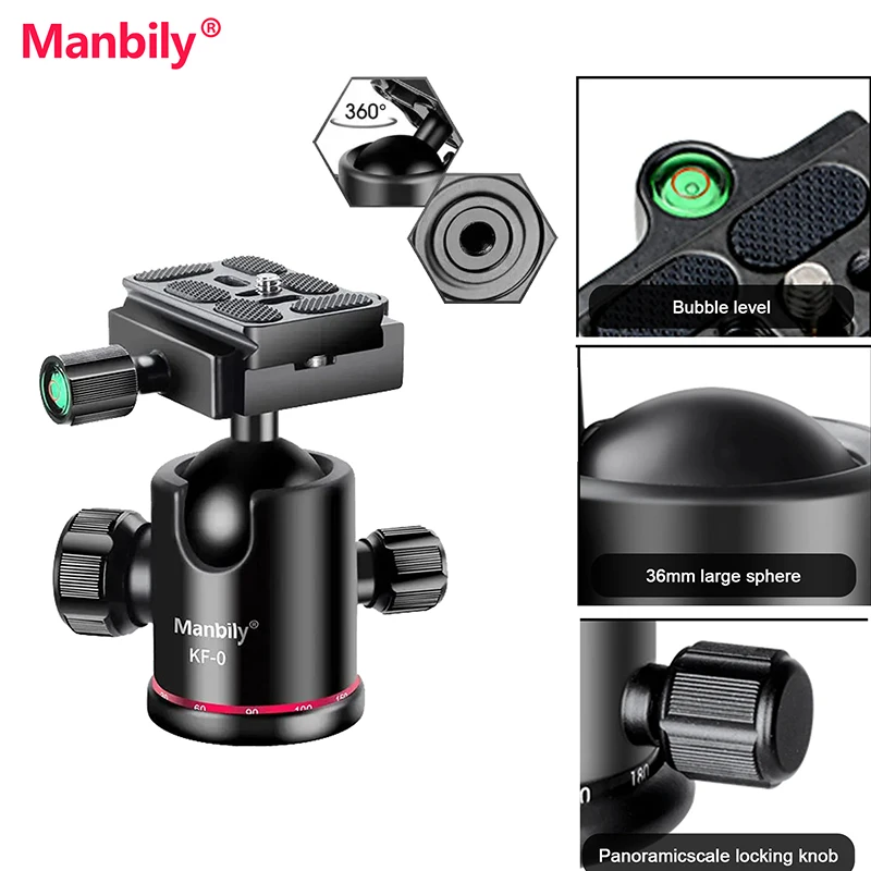 Manbily KF-0 Aluminum Professional Tripod Ball Head 360° Rotation Panoramic 1/4" to 3/8" Screw Adapters for DSLR Sony
Manbily KF-0 Aluminum Professional Tripod Ball Head 360° Rotation Panoramic 1/4" to 3/8" Screw Adapters for DSLR Sony