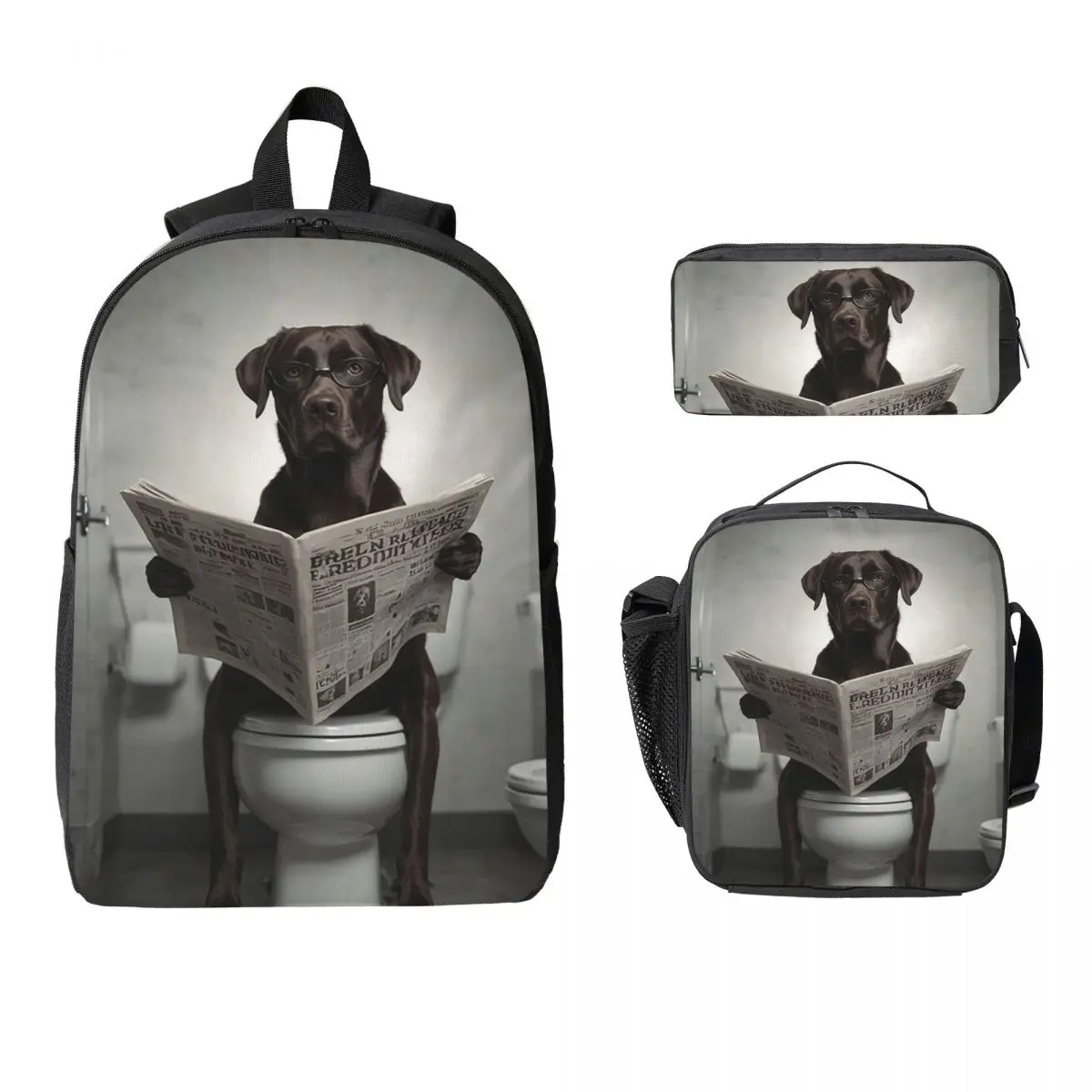 Chocolate Labrador Reading A Newspaper Backpack BookBag School Bag Computer Shoulder Bags 3ps Insulated Lunch Bag Pencil Case
Chocolate Labrador Reading A Newspaper Backpack BookBag School Bag Computer Shoulder Bags 3ps Insulated Lunch Bag Pencil Case