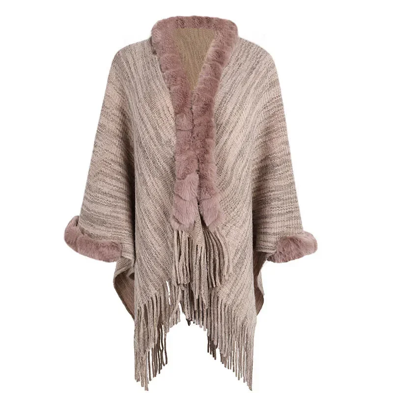 Autumn Winter Warm knitted Imitation Wool Collar Tassel shawl Fashionable Upscale Poncho Lady Capes Khaki Cloaks
Autumn Winter Warm knitted Imitation Wool Collar Tassel shawl Fashionable Upscale Poncho Lady Capes Khaki Cloaks