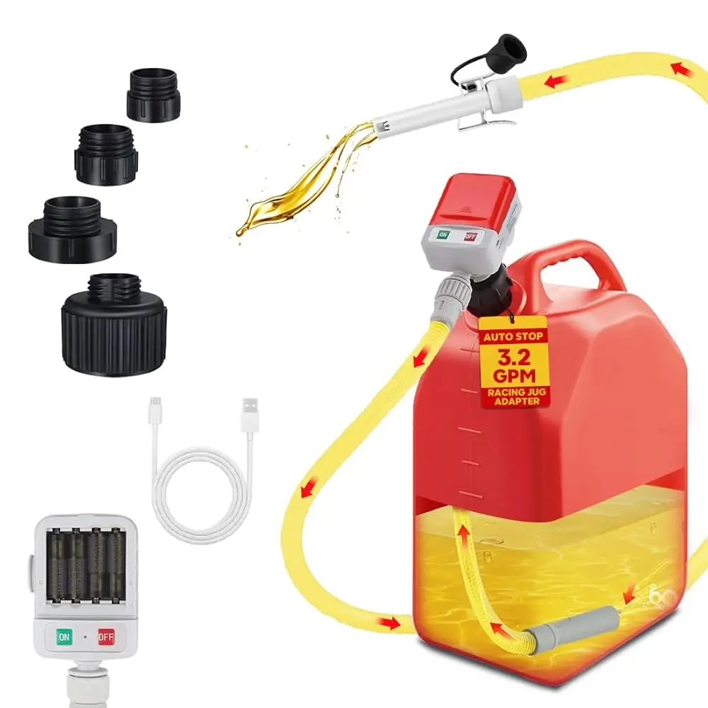 Auto-Stop Fuel Transfer Pump for Car, Boat, Portable Battery Powered or USB Electric Gas Pump, 3.2 GPM with 51'' Hose, 4 Can
Auto-Stop Fuel Transfer Pump for Car, Boat, Portable Battery Powered or USB Electric Gas Pump, 3.2 GPM with 51'' Hose, 4 Can