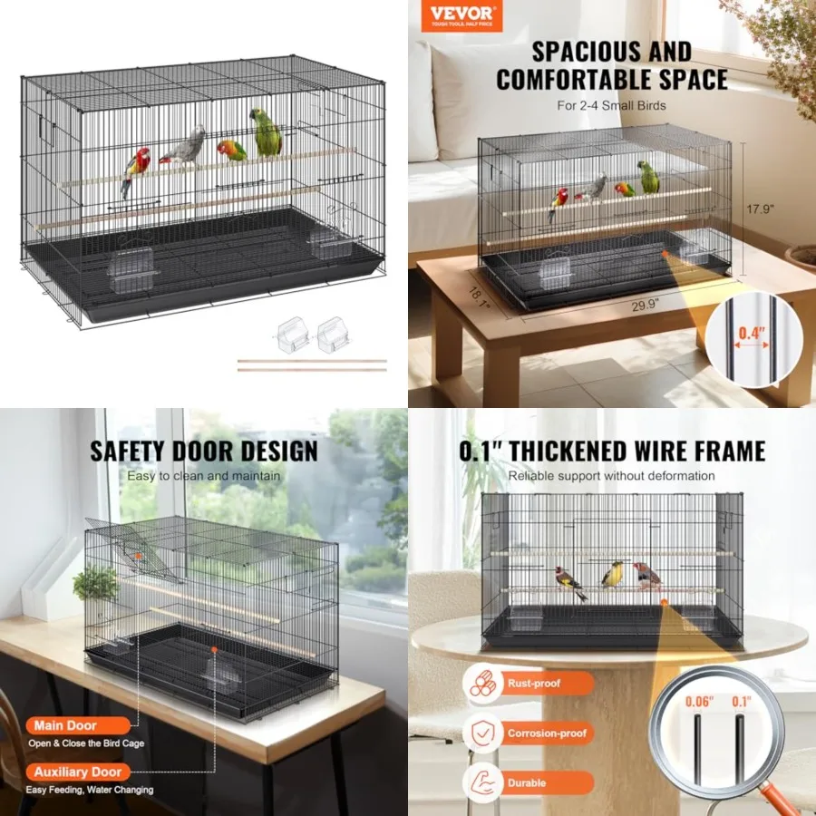 30 Inch Flight Bird Cage, Stackable Bird Cage Parakeet Cage with Slide-Out Tray and Handle, Small Parrots Birdcage for Cockatie
30 Inch Flight Bird Cage, Stackable Bird Cage Parakeet Cage with Slide-Out Tray and Handle, Small Parrots Birdcage for Cockatie