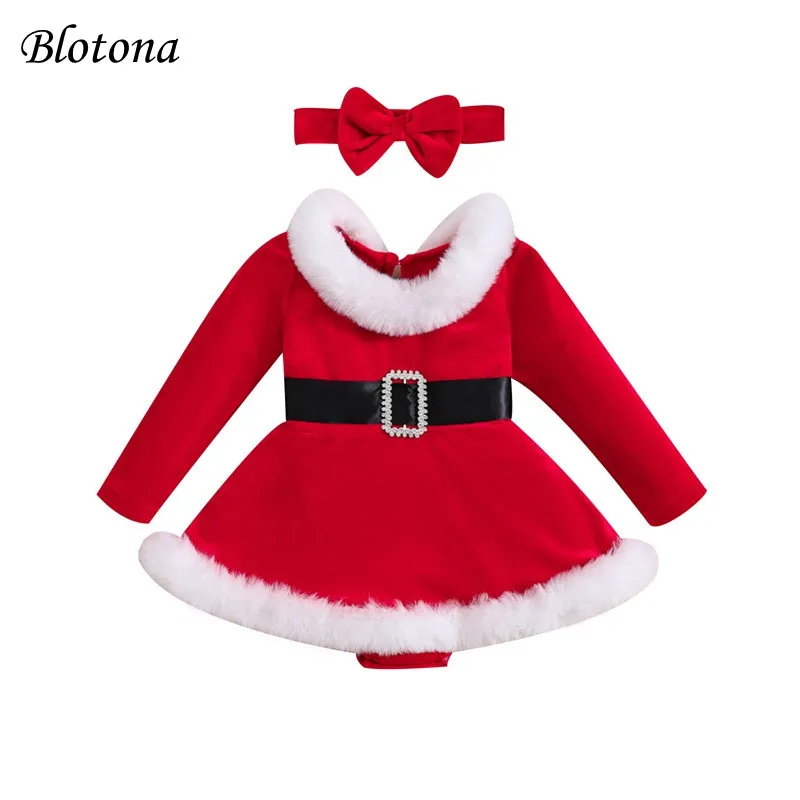 Blotona Baby Girls 2Pcs Christmas Outfits Long Sleeve Fur Trim Velvet Romper Dress + Headband Set Newborn Clothes 3-24Months
Blotona Baby Girls 2Pcs Christmas Outfits Long Sleeve Fur Trim Velvet Romper Dress + Headband Set Newborn Clothes 3-24Months
