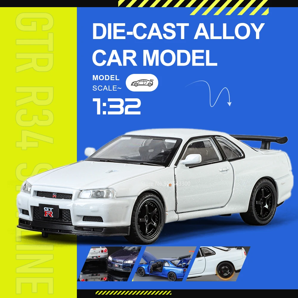 1:32 SKYLINE GTR Car Model Toy Doors Opened Sound Light Cars Pull Back Alloy Diecast Miniature Models for Boy Festival Gifts
1:32 SKYLINE GTR Car Model Toy Doors Opened Sound Light Cars Pull Back Alloy Diecast Miniature Models for Boy Festival Gifts