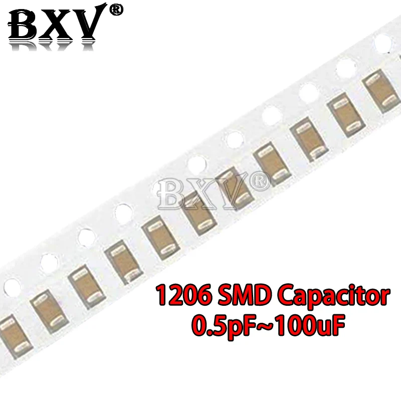100PCS 1206 SMD Chip Multilayer Ceramic Capacitor 0.5pf - 100uf 10pf 100pf 1nf 10nf 15nf 100nf 0.1uf 1uf 2.2uf 4.7uf 10uf 47uf
100PCS 1206 SMD Chip Multilayer Ceramic Capacitor 0.5pf - 100uf 10pf 100pf 1nf 10nf 15nf 100nf 0.1uf 1uf 2.2uf 4.7uf 10uf 47uf