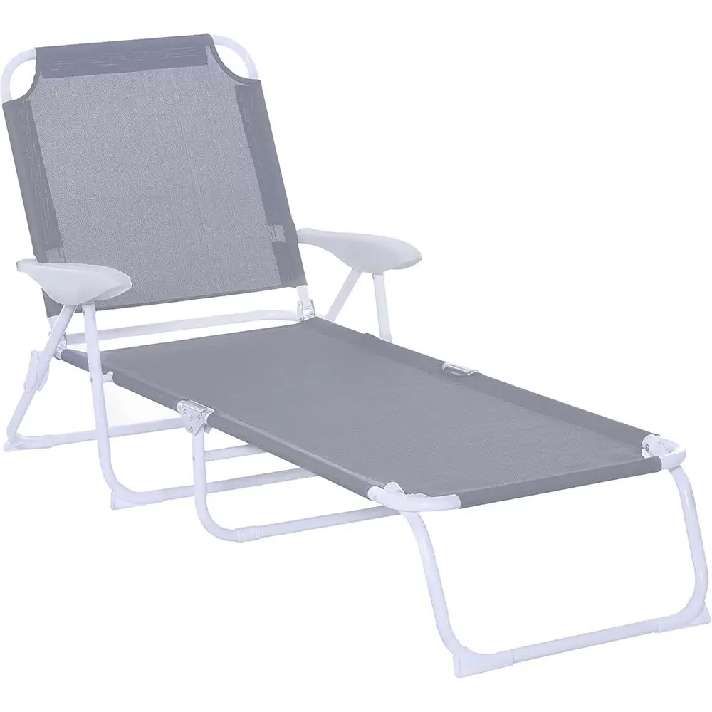 Gray Outdoor Reclining Chaise Lounge with Adjustable Back and Metal Mesh for Patio or Beach
Gray Outdoor Reclining Chaise Lounge with Adjustable Back and Metal Mesh for Patio or Beach