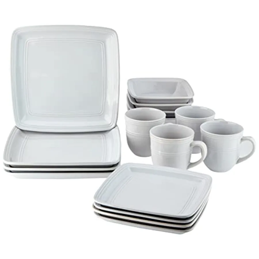 Square Dinnerware Sets White Kitchen Plates Bowls and Mugs 16 Piece Stoneware Madelyn Collection Dishwasher and Microwave Safe
Square Dinnerware Sets White Kitchen Plates Bowls and Mugs 16 Piece Stoneware Madelyn Collection Dishwasher and Microwave Safe