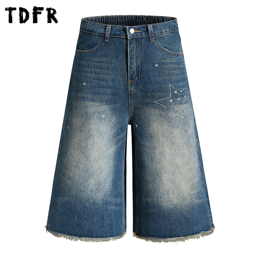 Star Rhinestone Short Jeans Mens Summer Retro Pocket Washed Distressed Elastic Waist Baggy Wide Leg Raw Hem Denim Shorts Man
Star Rhinestone Short Jeans Mens Summer Retro Pocket Washed Distressed Elastic Waist Baggy Wide Leg Raw Hem Denim Shorts Man