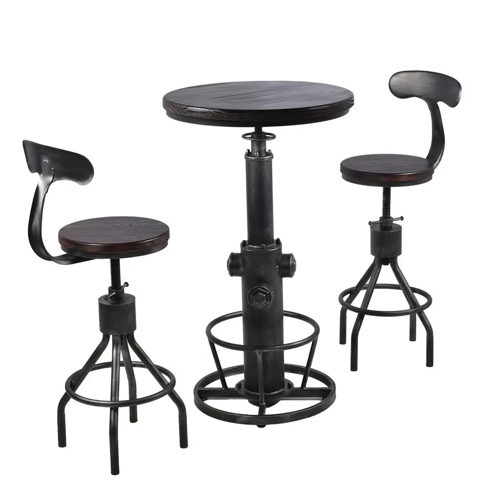 Bar Table 38.648.4 amp 2 Backrest Stools 2430 Set for Pub Kitchen Dining Living Party Bistro Breakfast, Swivel Top, Height Adju
Bar Table 38.648.4 amp 2 Backrest Stools 2430 Set for Pub Kitchen Dining Living Party Bistro Breakfast, Swivel Top, Height Adju