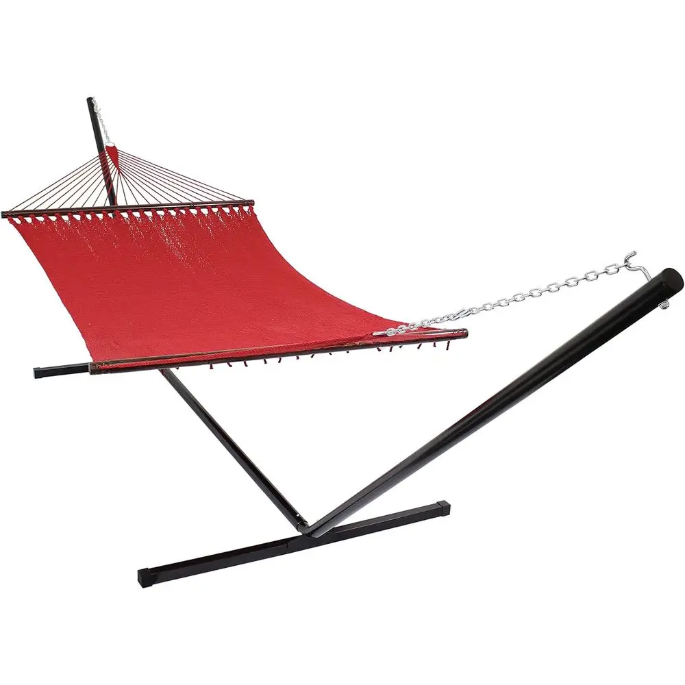 Red Polyester Double Hammock with 15-Foot Steel Stand, 400-Pound Capacity
Red Polyester Double Hammock with 15-Foot Steel Stand, 400-Pound Capacity