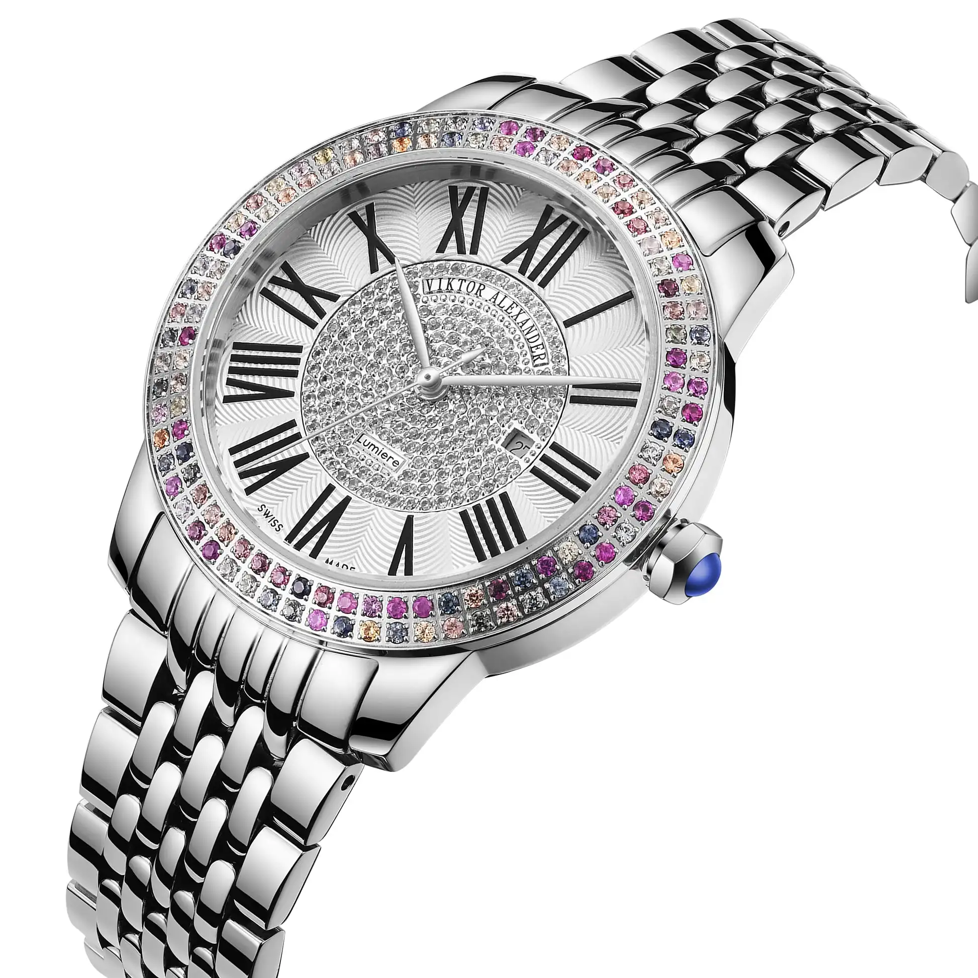 Lumiere Series 36mm Gemstone Dial Natural Sapphires 316L Stainless Steel Waterproof Quartz Watch Swiss Ronda Quartz Movement
Lumiere Series 36mm Gemstone Dial Natural Sapphires 316L Stainless Steel Waterproof Quartz Watch Swiss Ronda Quartz Movement