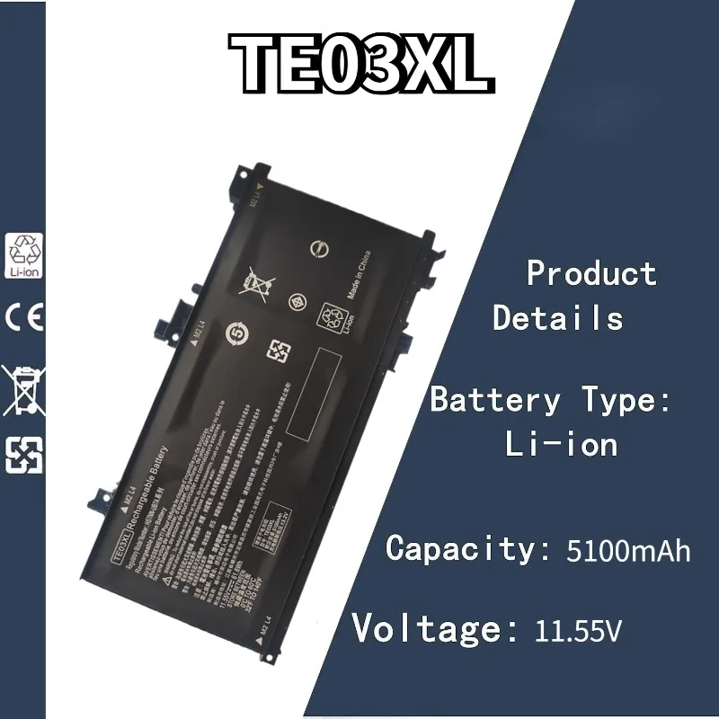 Новый аккумулятор TE03XL с 11,55 В, 5100 мАч для HP OMEN 15-bc012TX 15-bc011TX 15-AX015TX AX017TX 15-bc013TX TPN-Q173 HSTNN-UB7A
Новый аккумулятор TE03XL с 11,55 В, 5100 мАч для HP OMEN 15-bc012TX 15-bc011TX 15-AX015TX AX017TX 15-bc013TX TPN-Q173 HSTNN-UB7A