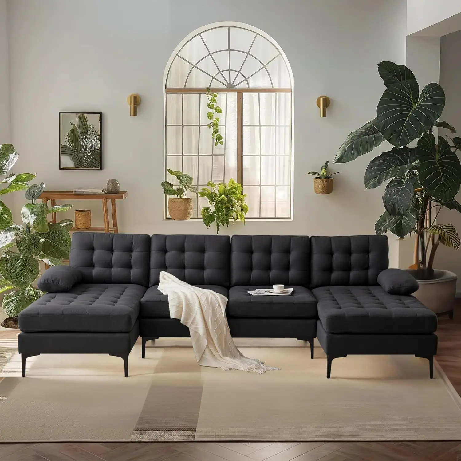 VINGLI 110" Modern U Shaped Sectional Sofa Couch with 51" D Double Chaise for Living Room, Large Tufted Button Couch Sets
VINGLI 110" Modern U Shaped Sectional Sofa Couch with 51" D Double Chaise for Living Room, Large Tufted Button Couch Sets