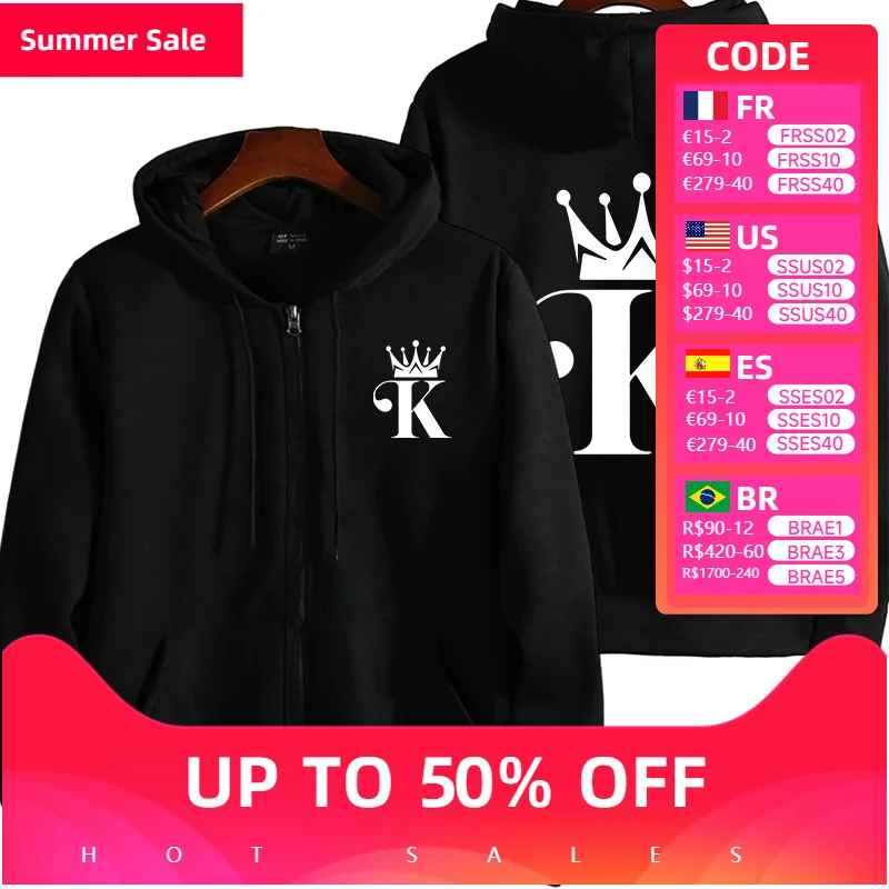 King Queen Printing Men's Hoodie Outerwear Hot Sales Loose Zipper Tops Sports Cost Casual Versatile Womens Sweatshirt Clothing
King Queen Printing Men's Hoodie Outerwear Hot Sales Loose Zipper Tops Sports Cost Casual Versatile Womens Sweatshirt Clothing
