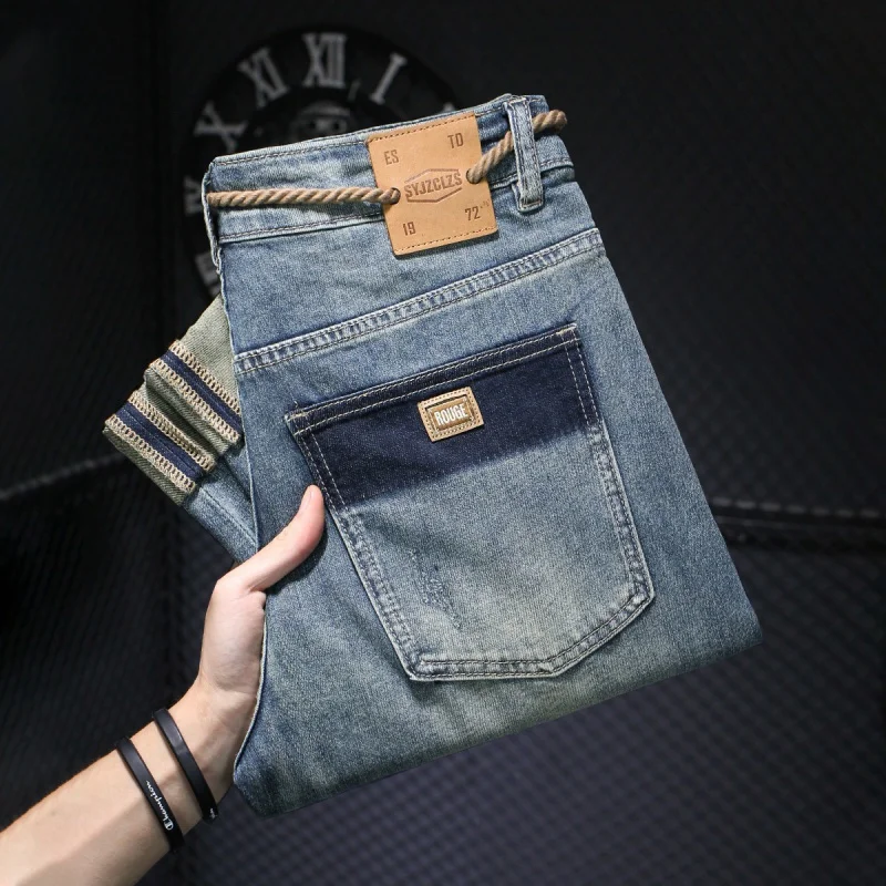 New Men'S Jeans With Fashionable And Versatile Splicing Casual And Trendy Elastic And Personalized Washed Printed Denim Pants
New Men'S Jeans With Fashionable And Versatile Splicing Casual And Trendy Elastic And Personalized Washed Printed Denim Pants