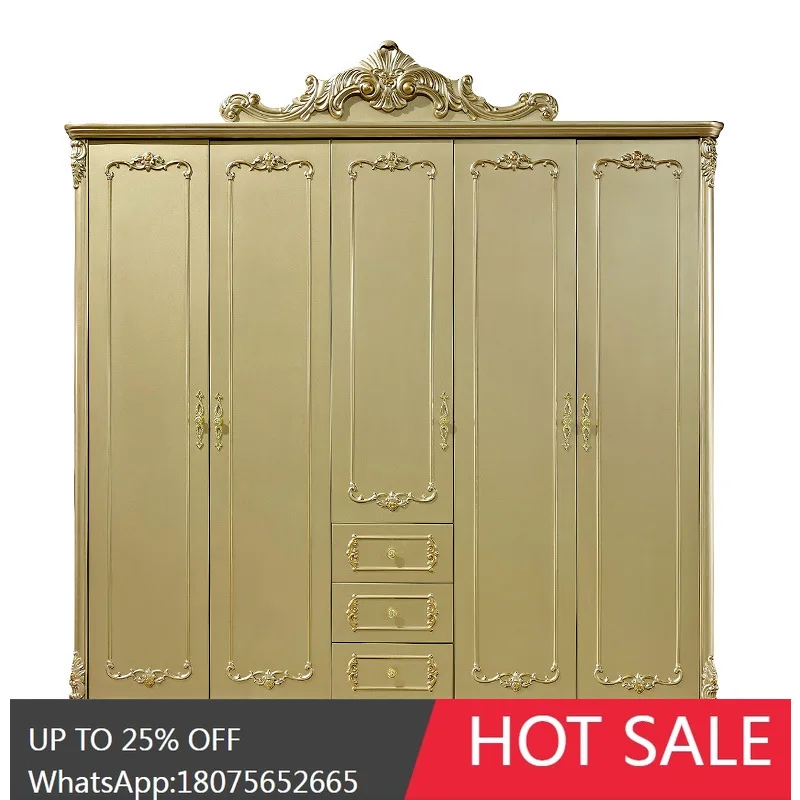 HLZ Modern Simple Home Five-Door Solid Wood Simple Large Wardrobe Champagne gold Storage Cabinet Carved Wooden Closet 
HLZ Modern Simple Home Five-Door Solid Wood Simple Large Wardrobe Champagne gold Storage Cabinet Carved Wooden Closet