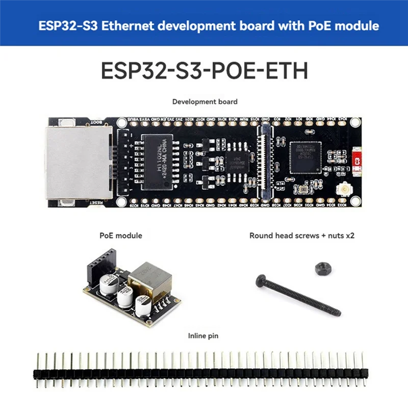 A45F-ESP32-S3 Ethernet Development Board With POE Module Supports Wi-Fi Bluetooth POE Dual-Core Plate Load Type-C Interface
A45F-ESP32-S3 Ethernet Development Board With POE Module Supports Wi-Fi Bluetooth POE Dual-Core Plate Load Type-C Interface
