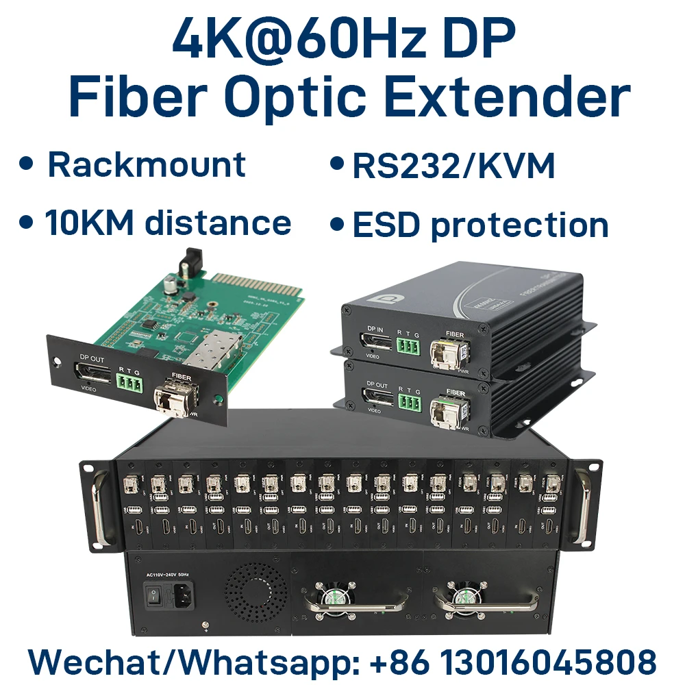 4K@60Hz DP1.4 Fiber Optic Extender Display Port with KVM USB / RS232 - 10KM SFP LC Transmission Uncompressed, Rack Mountable
4K@60Hz DP1.4 Fiber Optic Extender Display Port with KVM USB / RS232 - 10KM SFP LC Transmission Uncompressed, Rack Mountable