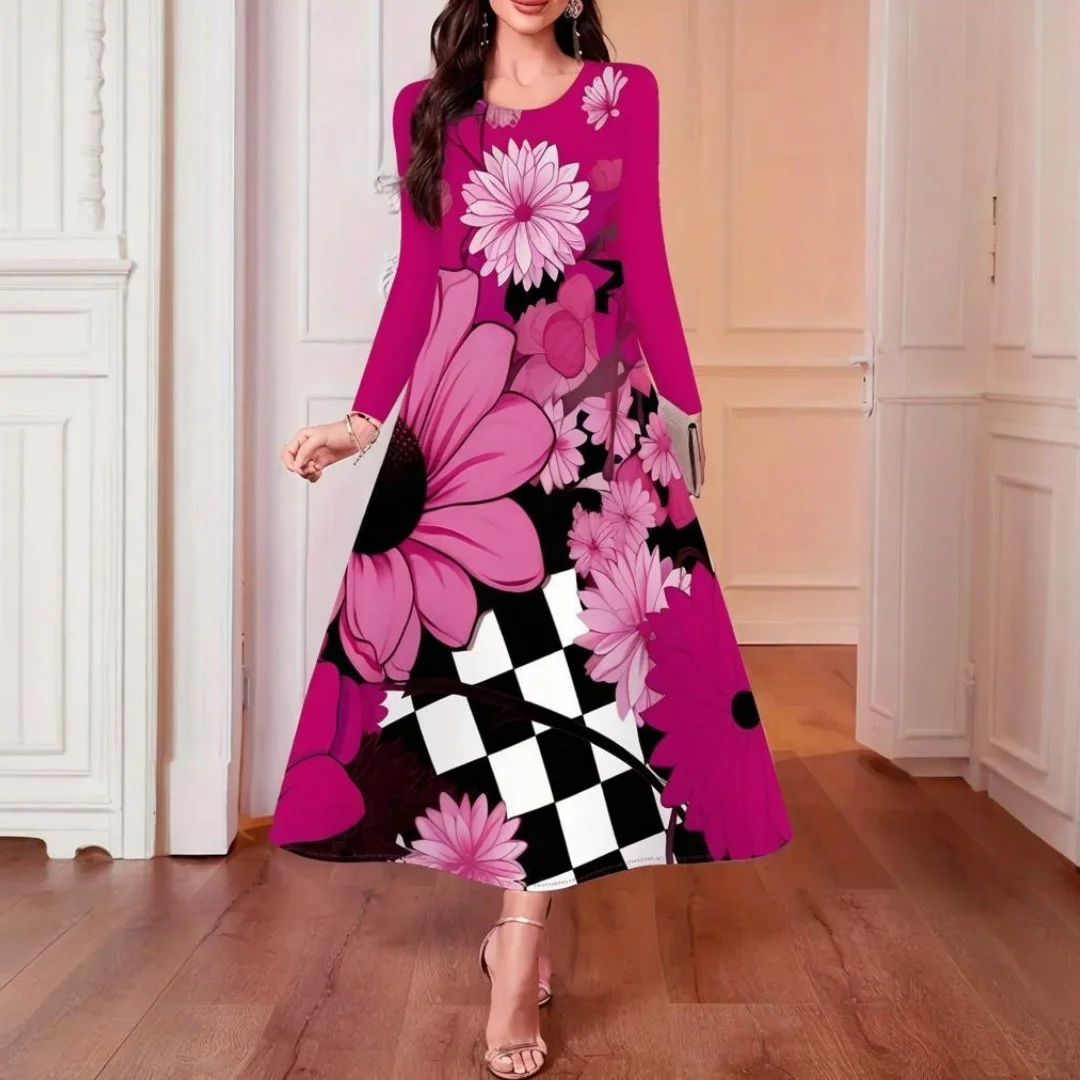 New Women's Dress Fashionable Round Neck Long Sleeve Elegant Mid-length Dress Floral Print Bohemian OverSize Women's Clothing
New Women's Dress Fashionable Round Neck Long Sleeve Elegant Mid-length Dress Floral Print Bohemian OverSize Women's Clothing