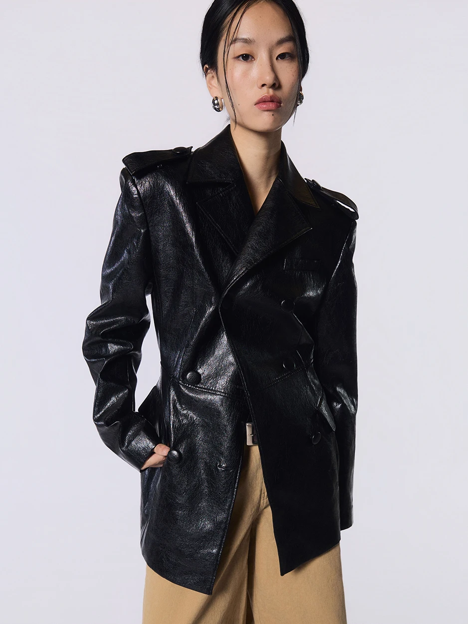 Tore Women's Bla Leather Jaet Double Row Buttons Casual Hourglass Design oulder Widthened Sli Casual Biker Jaet
Tore Women's Bla Leather Jaet Double Row Buttons Casual Hourglass Design oulder Widthened Sli Casual Biker Jaet