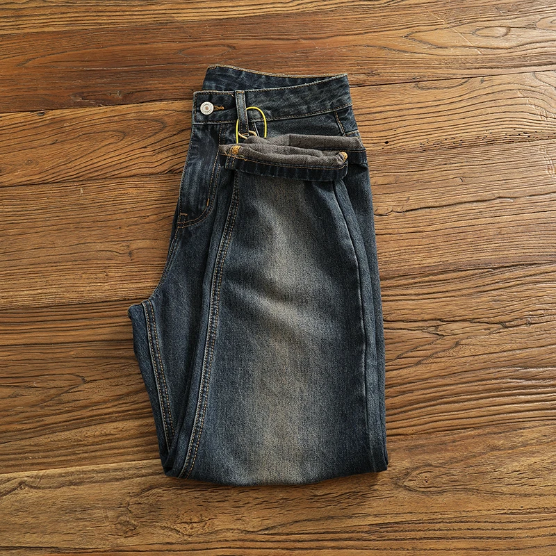 Retro American Denim Jeans Men's Waed Loose Straight Leg Micro Cone Four Seasons Wear Casual Long Jeans mid Waist Zipper
Retro American Denim Jeans Men's Waed Loose Straight Leg Micro Cone Four Seasons Wear Casual Long Jeans mid Waist Zipper