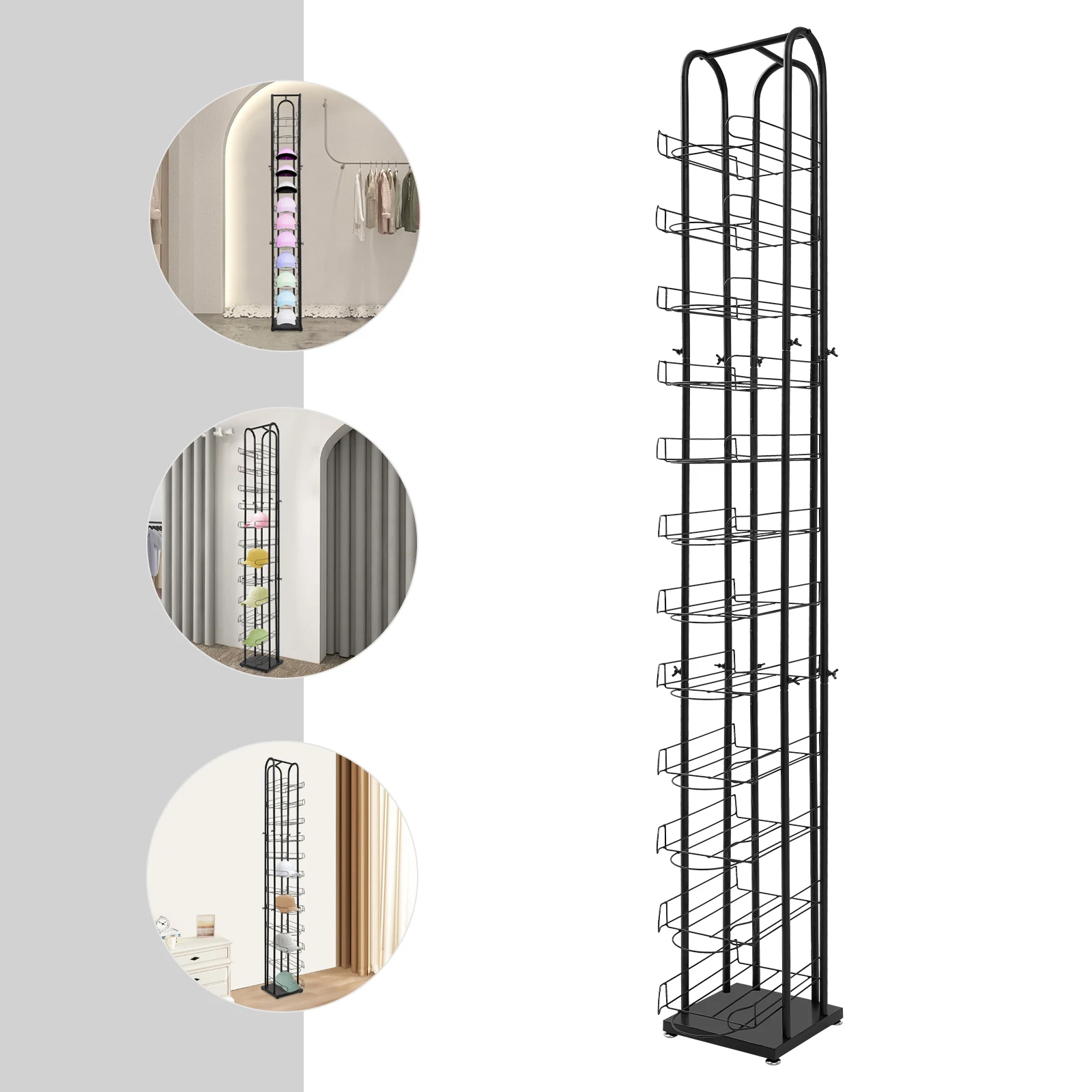 12 Tiers Iron Hat Rack,Black Freestanding Hat Display Stand 25.5*25.5*198cm for Homes,Clothing Stores
12 Tiers Iron Hat Rack,Black Freestanding Hat Display Stand 25.5*25.5*198cm for Homes,Clothing Stores