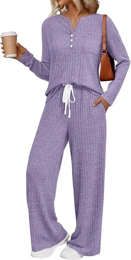 Loose Women's Trousers Suit Daily Comfortable Home Suit Long-sleeved V-neck Lace-up Autumn Winter Pajamas Two Pieces Set For
Loose Women's Trousers Suit Daily Comfortable Home Suit Long-sleeved V-neck Lace-up Autumn Winter Pajamas Two Pieces Set For