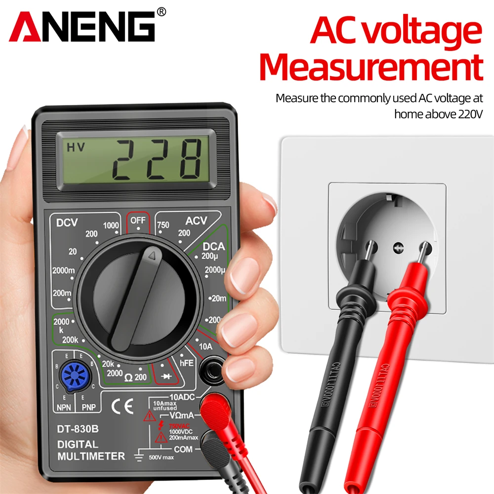 ANENG DT830G Multimeter Tester Handheld Multimetre Digital Multimeters Professional Multi Meter Multimetro Ohm Maltimeter Tools
ANENG DT830G Multimeter Tester Handheld Multimetre Digital Multimeters Professional Multi Meter Multimetro Ohm Maltimeter Tools