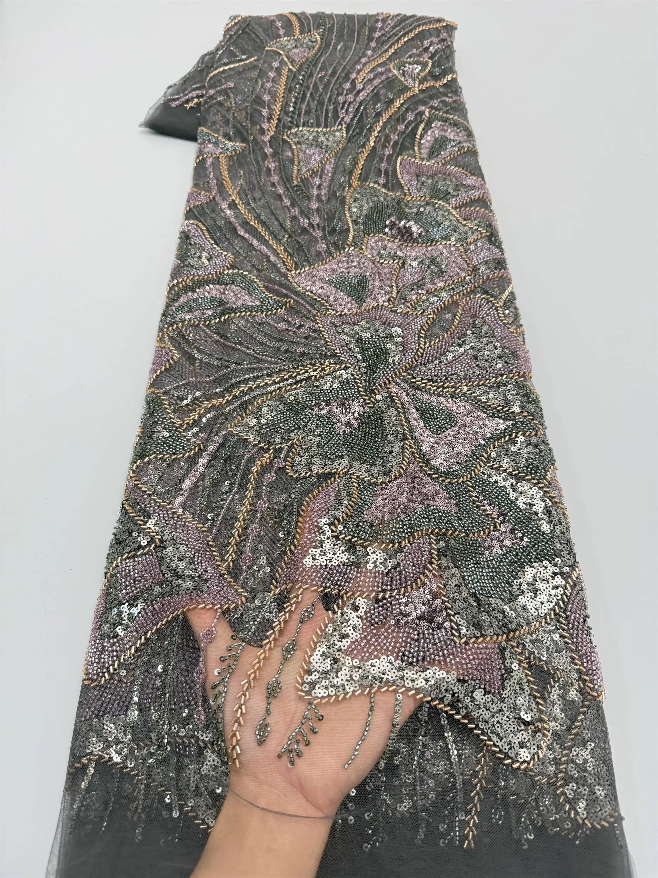 New Gray Sequins African French Mesh Beaded Lace Fabric 2026 High Quality Lace Nigeria Luxury Lace Fabric For Party Dress Women
New Gray Sequins African French Mesh Beaded Lace Fabric 2026 High Quality Lace Nigeria Luxury Lace Fabric For Party Dress Women